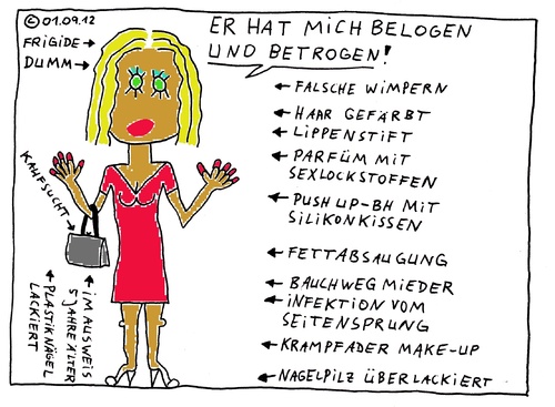 Cartoon: Belogen (medium) by Müller tagged belogen,lüge,frau,wahrheit