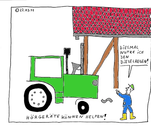 Cartoon: Dieselregen (medium) by Müller tagged hörschaden,schwerhörigkeit,hörgerät,lärm