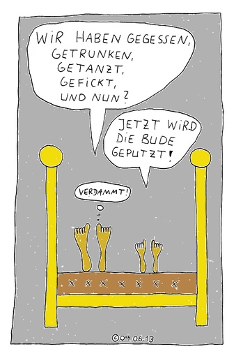 Cartoon: Im Bett 28 (medium) by Müller tagged imbett,putzen