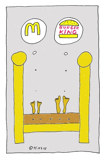 Cartoon: Im Bett 46 (medium) by Müller tagged imbett,inbed,hunger,burger,hamburger,mcdonald,burgerking