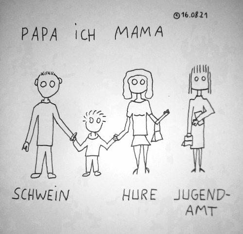 Cartoon: Papa Ich Mama (medium) by Müller tagged papa,mama,jugendamt,schwein,hure,ich