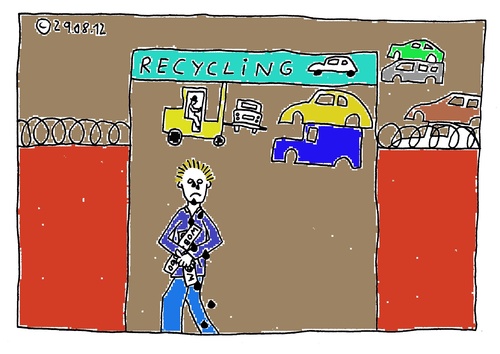 Cartoon: Recycling (medium) by Müller tagged recycling,auto,pkw,tüv