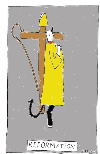 Cartoon: Reformation (medium) by Müller tagged papst,pope,rücktritt,reformation,ratzinger,vatikan