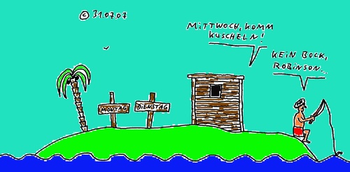 Cartoon: Robinson und Mittwoch (medium) by Müller tagged robinson,eiland,insel,einsamkeit,verschollen