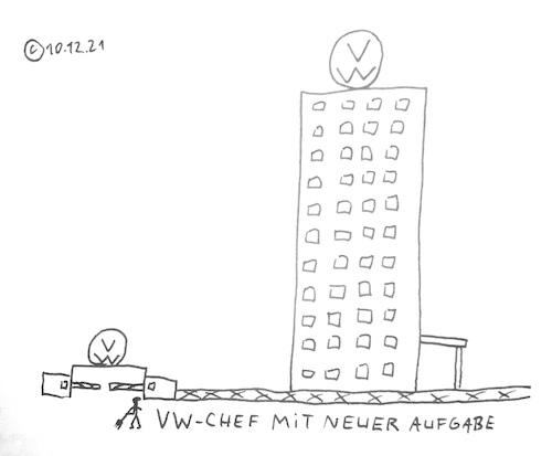 Cartoon: VW-Chef mit neuer Aufgabe (medium) by Müller tagged vw,vwchef