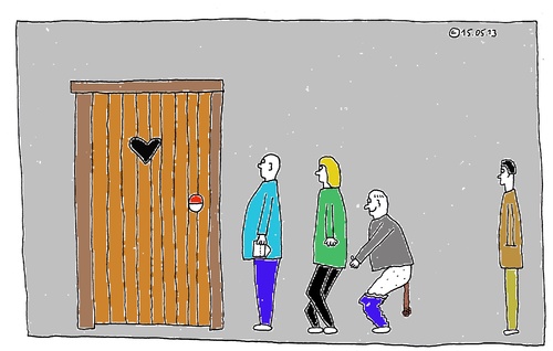 Cartoon: Warten (medium) by Müller tagged notdurft,klo,toilette,warten,wc