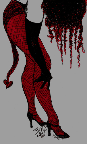 Cartoon: DEVIL COSTUME (medium) by Toonstalk tagged naughty,fishnets,stockings,heels,legs,sexy,costume,devil