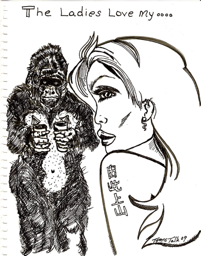 Cartoon: THE LADIES LOVE MY....... (medium) by Toonstalk tagged gorilla,dating,tattoo,sexy,girl,finish,the,line