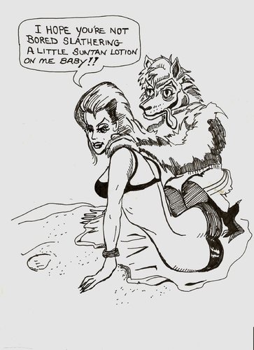 Cartoon: WOLF ON THE BEACH (medium) by Toonstalk tagged lotion,suntanning,wolf,girl,sexy,bikkini