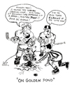 Cartoon: Gordie Howe retires (small) by Toonstalk tagged hockey,gordie,howe,nhl,canada,detroit,red,wings,hartford,whalers,houston,aeros,stanely,cup