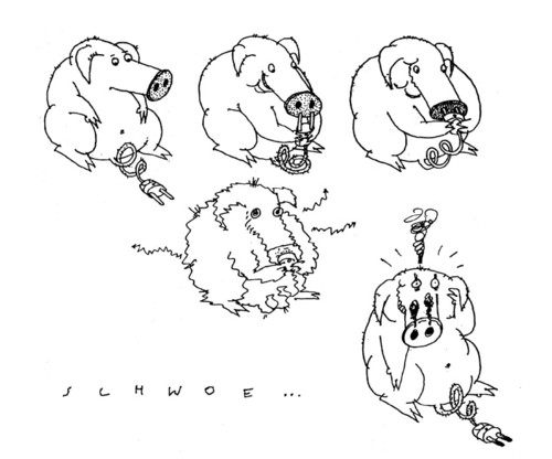 Cartoon: Die Elektrosau (medium) by schwoe tagged schwein,orgasmus,steckdose,strom,erotik