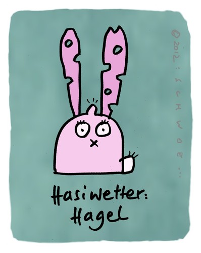 Cartoon: Hasi 7 (medium) by schwoe tagged hase,hagel,wetter,schaden,beule,löcher