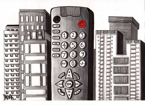 Cartoon: CITY OF REMOTE CONTROL (medium) by majezik tagged city,metropol,technology