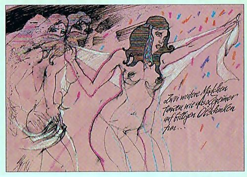 Cartoon: Gypsy ladies (medium) by RnRicco tagged gypsy,lady,naked,india,cloth,dance