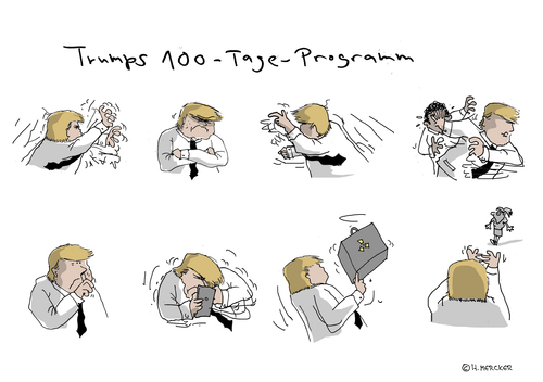 Cartoon: Trumps 100-Tage-Programm (medium) by H Mercker tagged 2016,wahl,amerika,staaten,vereinigte,usa,programm,tage,100,cartoon,tagesaktuell,politik,trump,trump,politik,tagesaktuell,cartoon,100,tage,programm,usa,vereinigte,staaten,amerika,wahl,2016