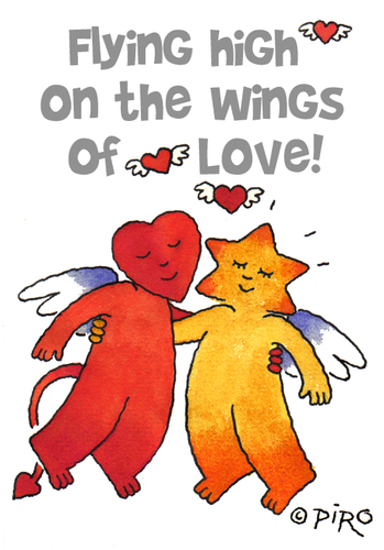 Cartoon: Love lifts you up (medium) by piro tagged love,angels,devil,flying