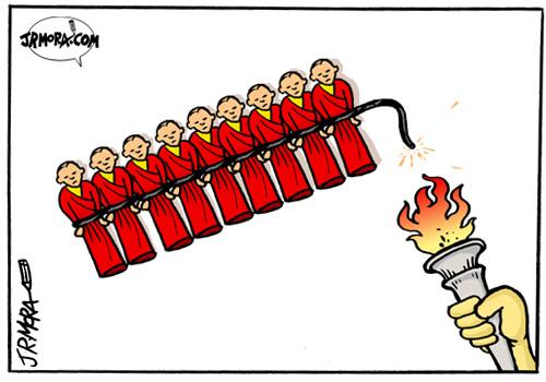 Cartoon: China vs Tibet (medium) by jrmora tagged tibet,china,