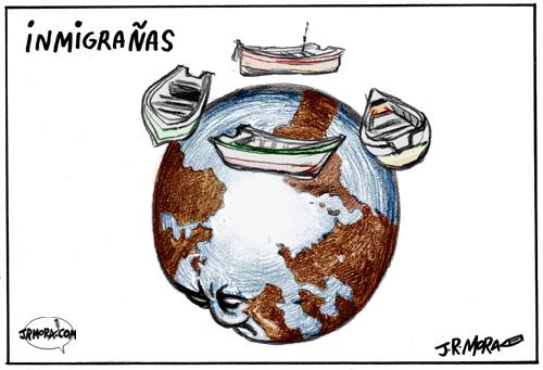 Cartoon: Inmigrantes (medium) by jrmora tagged pateras,inmigrantes,inmigracion,