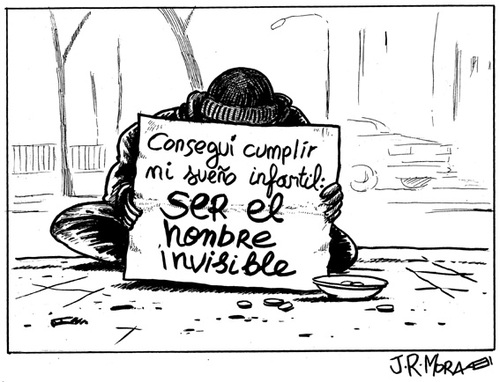 Cartoon: Invisible (medium) by jrmora tagged sociedad,dinero,mendicidad,pobreza