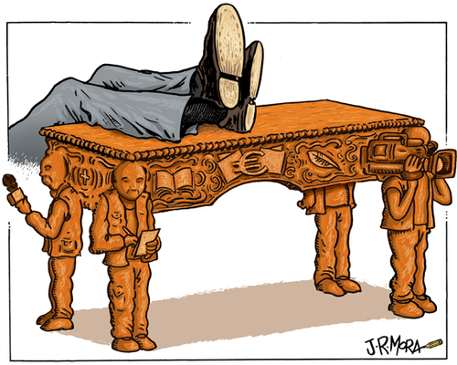 Cartoon: Periodismo (medium) by jrmora tagged prensa,periodismo,periodistas,poder,dinero,politica