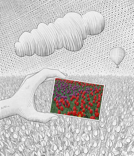 Cartoon: Pencil Vs Camera - 26 (medium) by BenHeine tagged pencil,vs,camera,creative,ben,heine,series,tulip,bulb,flower,fleur,bloom,orchid,field,champs,group,photo,in,drawing,sketch,croquis,simple,texture,sky,stylized,inverted,reverse,twist,infotheartisterycom,print,copyrights,art,cloudy,cloud