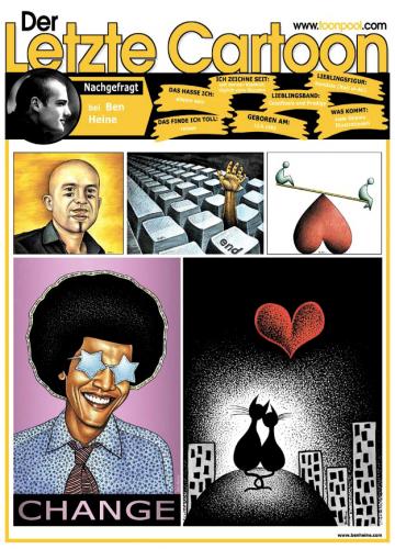 Cartoon: Publication - Berliner Kurier (medium) by BenHeine tagged toonpool,benheine,publication,berliner,kurier,illustration,barack,obama,cats,love,amour,political,art,belgium,germany,berlin,keyboard,marcin,bondarowicz,heart,coeur,mislosc,help,sunglasses,paper,courrier,website,portraits,cartoonism,drawing