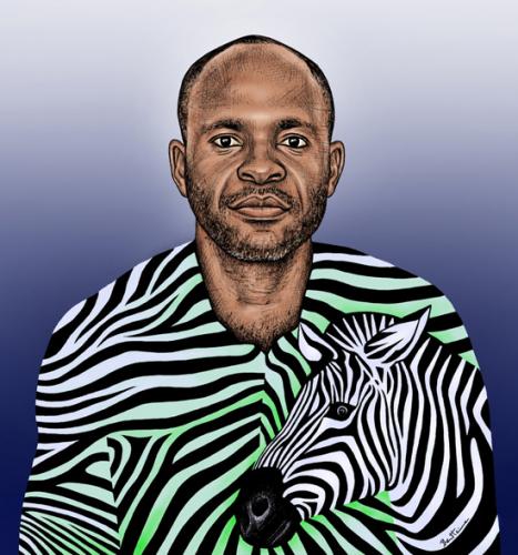 Cartoon: Tony Katombe (medium) by BenHeine tagged anthony,katombe,africa,blogger,peace,congo,kinshasa,tony,activism,ict,tshirt,jungle,animal,portrait,congolese,congolais,politics,opposition,interview,benheine,