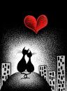 Cartoon: Carrying Your Heart With Me (small) by BenHeine tagged carry,your,heart,with,me,ee,cummings,love,coeur,milosc,kocham,kochana,cat,lot,chat,dog,animal,back,faithful,fidele,moon,lune,de,miel,amour,celebration,darling,fate,sweety,sky,building,pointillism,stars,marta,illustration,judithpordontripodcom