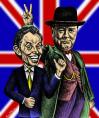 Cartoon: Tony and Winston (small) by BenHeine tagged tonyblair,winstonchurchill,england,greatbritain,uk,politics,british,politicians,caricature,drjekyll,mrhide,hat,office,politisch,realpolitik,