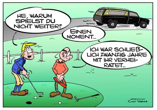 Cartoon: Golfer... (medium) by cwtoons tagged golf,sport,golfer,ehefrau,ehepaar,tod,leichenwagen