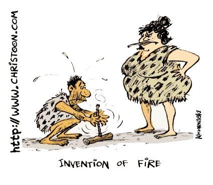 Cartoon: Invention of Fire (medium) by Christo Komarnitski tagged cartoon,comic,fire