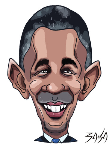 Cartoon: Barack Obama (medium) by bacsa tagged obama