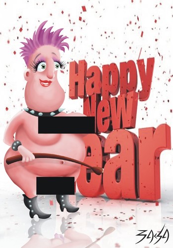 Cartoon: Happy New Year (medium) by bacsa tagged happy,new,year