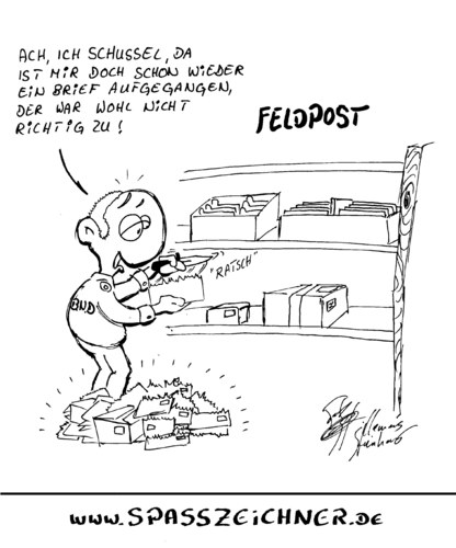 Cartoon: Karikatur Feldpost Skandal (medium) by Clemens tagged karikatur,feldpost,bundeswehr,bundesnachrichtendienst,skandal