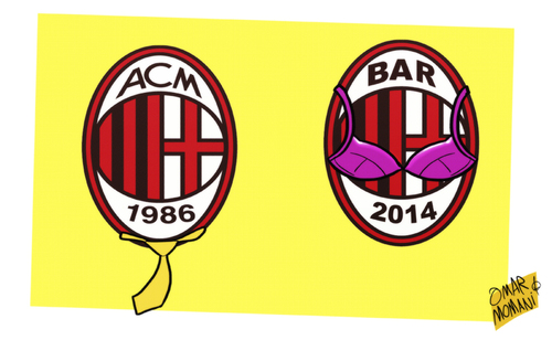 Cartoon: AC Milan now and then (medium) by omomani tagged ac,milan,barbara,berlusconi,galliani