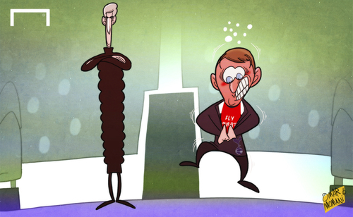 Cartoon: Agent Sherwood battles Arsenal (medium) by omomani tagged arsenal,fa,cup,tim,sherwood,tottenham,wenger