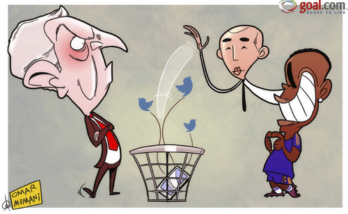 Cartoon: BUNCHOFTWITS! (medium) by omomani tagged hodgson,roy,england,matteo,di,chelsea,cole,ashley,twitter