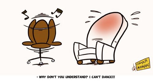 Cartoon: I cant Dance!!! (medium) by omomani tagged chair,sofa