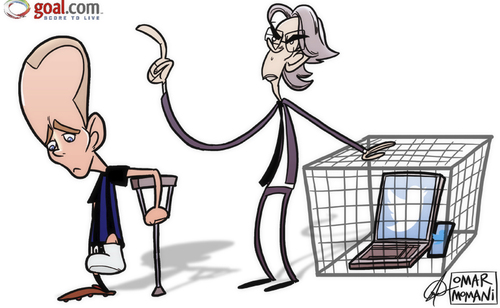 Cartoon: Inter ban Sneijder from social m (medium) by omomani tagged inter,milan,moratti,sneijder,twitter