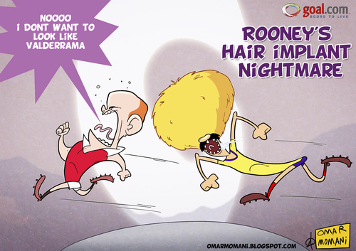 Cartoon: Rooneys Nightmare (medium) by omomani tagged rooney,manchester,united,valderrama,colombia,england