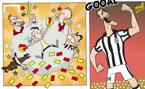 Cartoon: Royal rumble in Roma-Juve clash (medium) by omomani tagged roma,juventus
