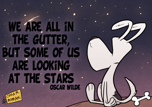 Cartoon: Some are looking at the Stars (medium) by omomani tagged stars,gutter,dog,wilde,oscar