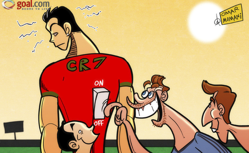 Cartoon: Spain take measures to stop Rona (medium) by omomani tagged cristiano,ronaldo,euro,2012,iniesta,pique,portugal,ramos,spain