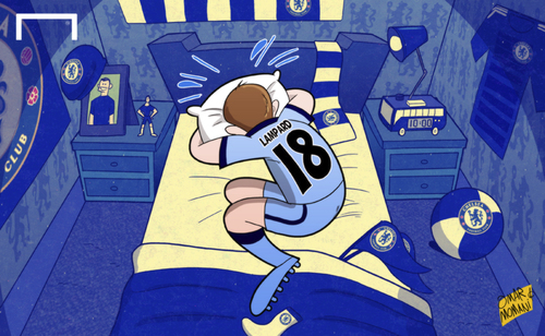 Cartoon: strike gives Lampard the blues (medium) by omomani tagged chelsea,lampard,manchester,city,premier,league