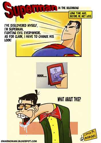 Cartoon: Superman in the Beginning (medium) by omomani tagged superman,clrak,kent