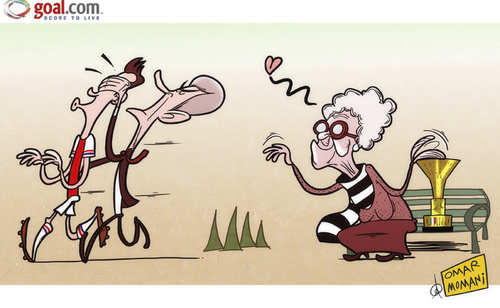 Cartoon: The Old Lady fails to woo RVP (medium) by omomani tagged arsenal,juventus,van,persie,wenger