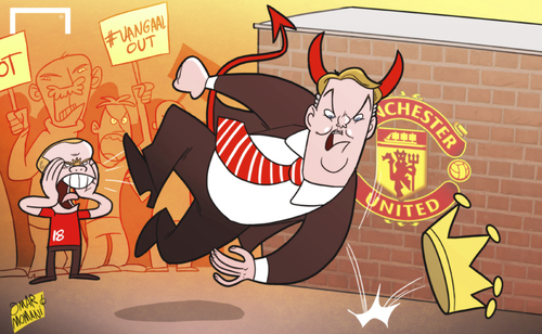 Cartoon: Van Gaal goes from king to devil (medium) by omomani tagged manchester,united,scholes,van,gaal