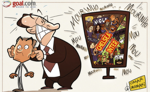 Cartoon: yearn for a return of Mourinho (medium) by omomani tagged perez,mourinho,liga,la,italy,milan,inter,england,chelsea,portugal,premier,league,real,madrid,serie,spain,tv