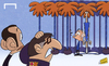 Cartoon: Mourinho palms Barca off Luiz (small) by omomani tagged barcelona,chelsea,david,luiz,gerardo,martino,mourinho,rosell