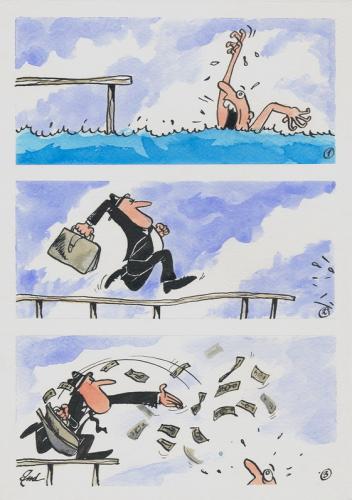 Cartoon: money1 (medium) by andart tagged money,escape,water,color,andart,